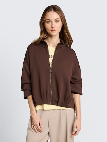 TOM TAILOR DENIM Sweat jacket in Brown: front