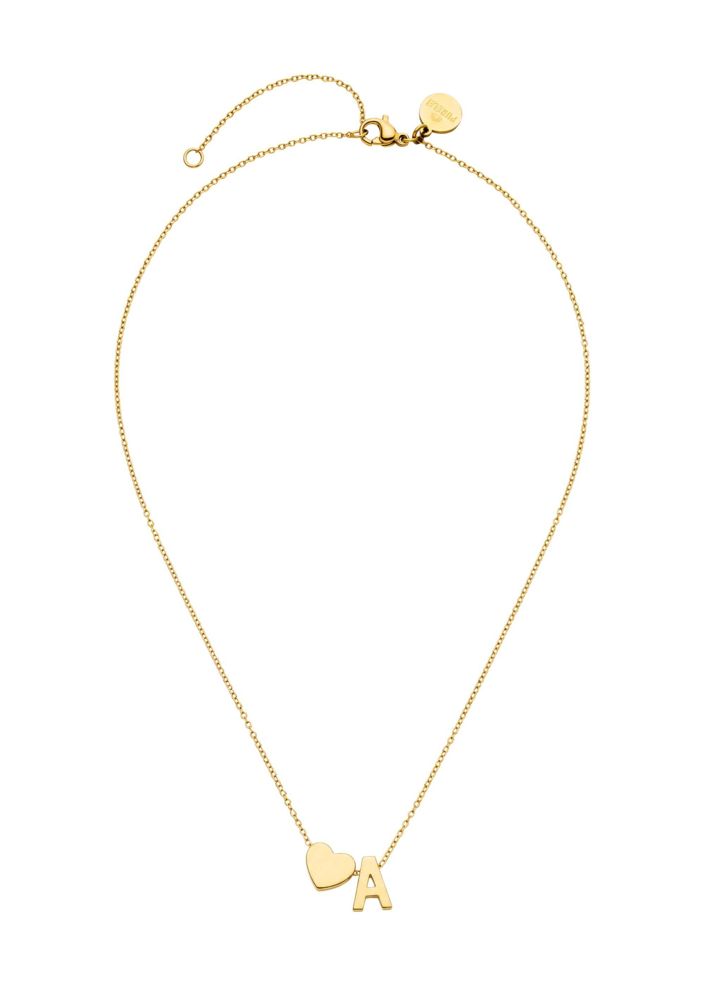 PURELEI - Cadena 'Letter Heart A' en oro: frente