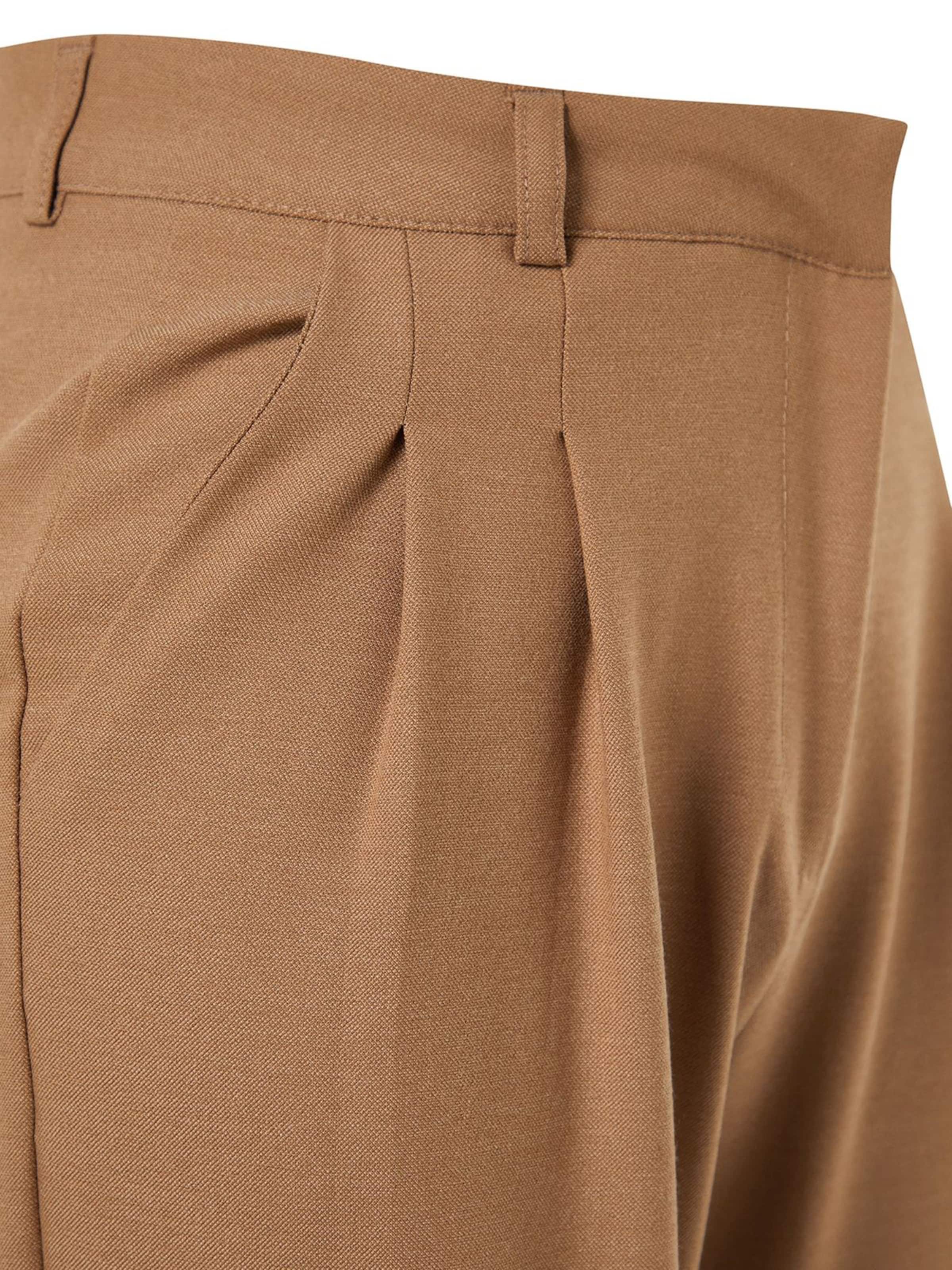 Regular Pantalon à plis Trendyol en marron