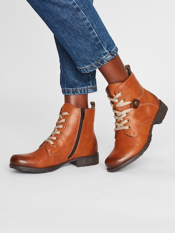 Rieker Lace-Up Ankle Boots in Brown