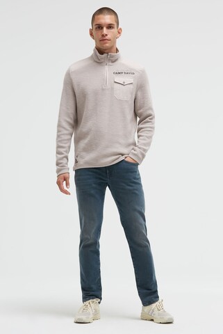 CAMP DAVID Troyer-Sweatshirt mit Twill-Details in Beige