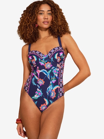 Maillot de bain love & roses en bleu : devant