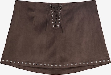 BershkaSuknja - smeđa boja: prednji dio