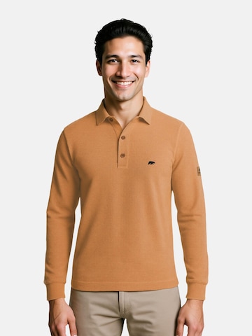 FORSBERG Shirt 'Langarm Poloshirt aus Baumwolle' in Brown: front