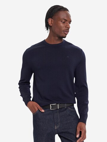 Calvin Klein Trui 'LS MERINO CREW LV04LB305G' in Blauw: voorkant