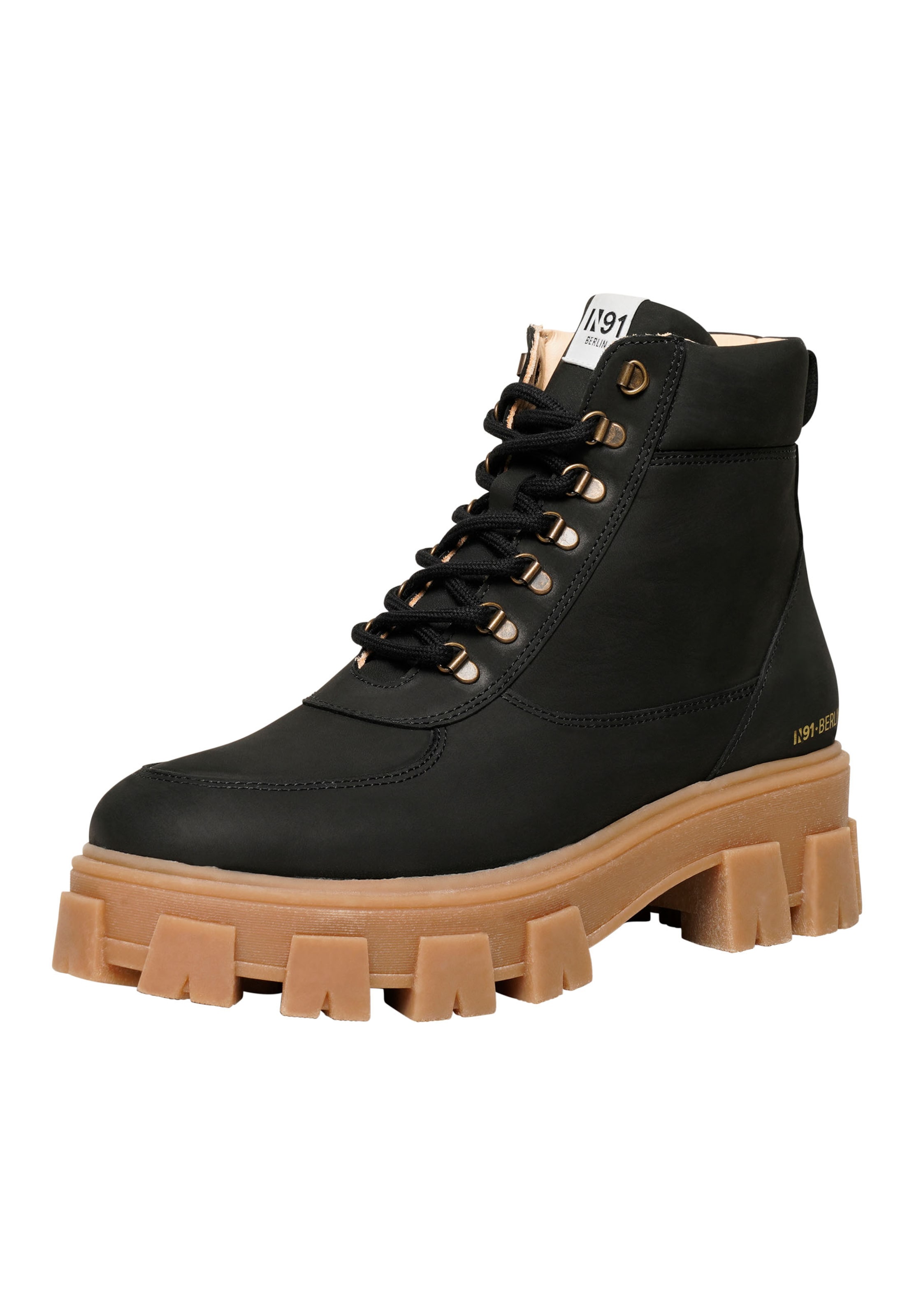 N91 Lace-up bootie 'Style Choice HI' in Black: front