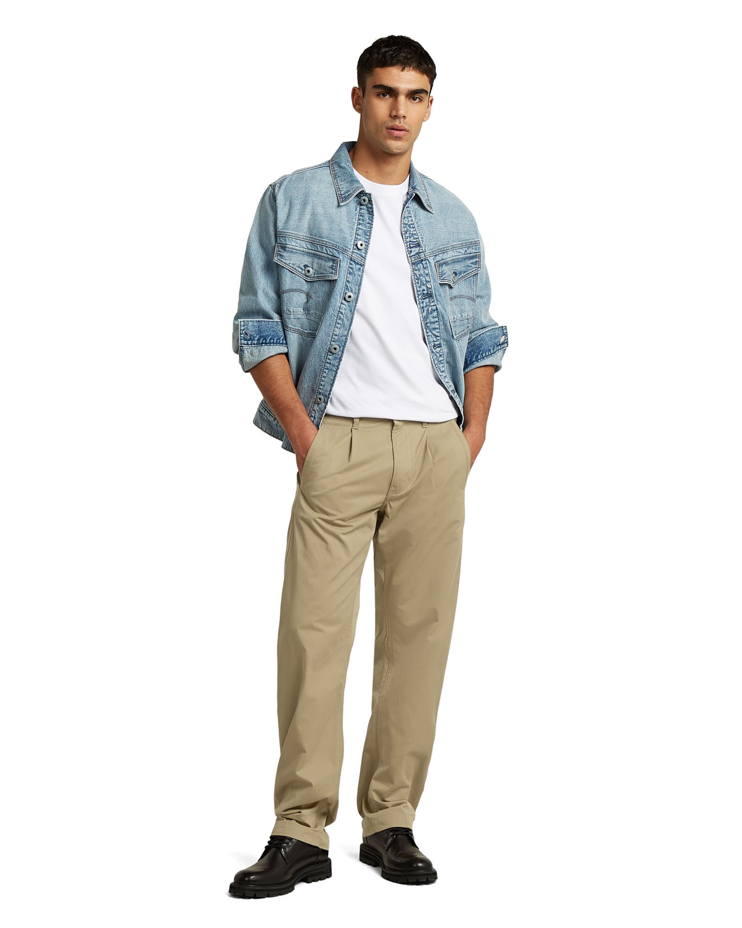 G-STAR Tapered Chino 'Pleated Loose Tapered Chino' in Beige