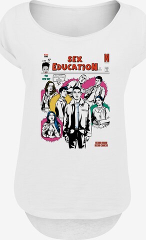 F4NT4STIC T-Shirt 'Sex Education Magazine Cover Netflix TV Series' in Weiß: predná strana
