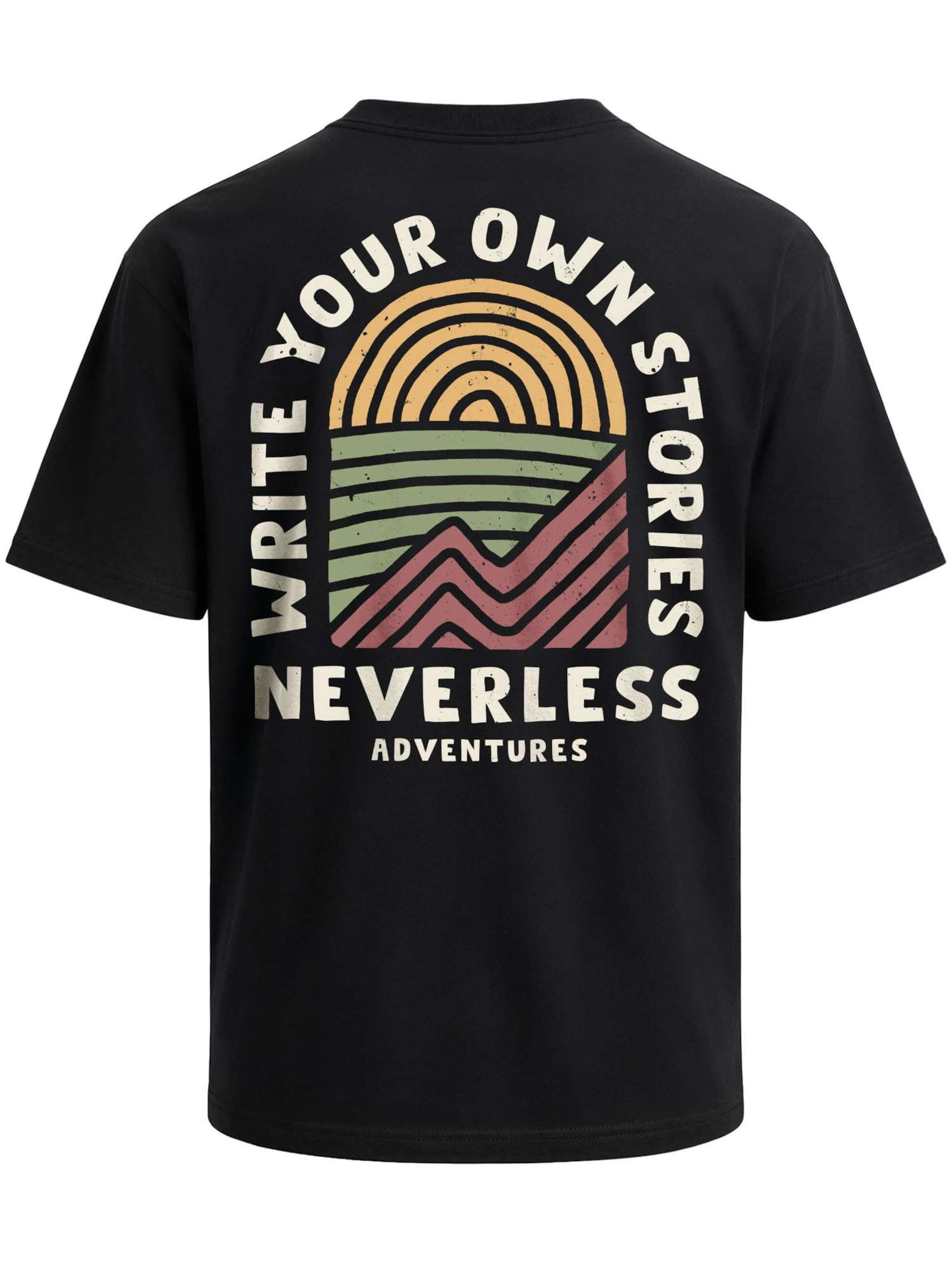 Neverless Shirt 'Write your Stories'‌ in Schwarz: Vorderseite