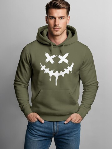Neverless Sweatshirt 'Smile Face' in Green