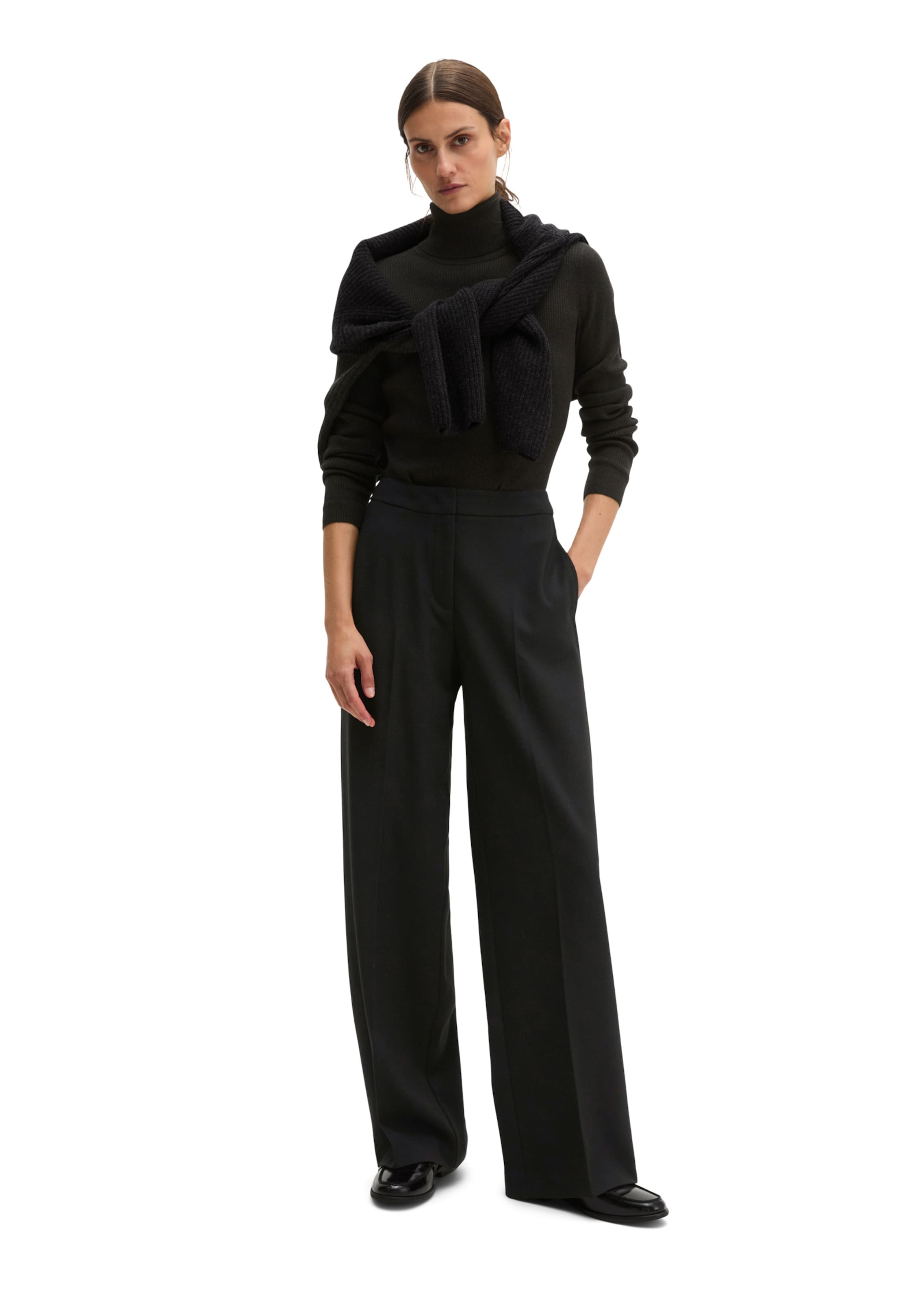 Marc O'Polo Loose fit Trousers with creases in Black