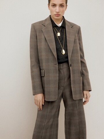 MANGO Wide leg Pleated Pants 'MONET' in Brown