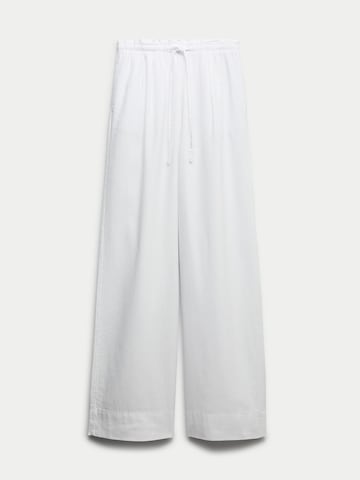 Marks & Spencer Wide leg Trousers in White: front