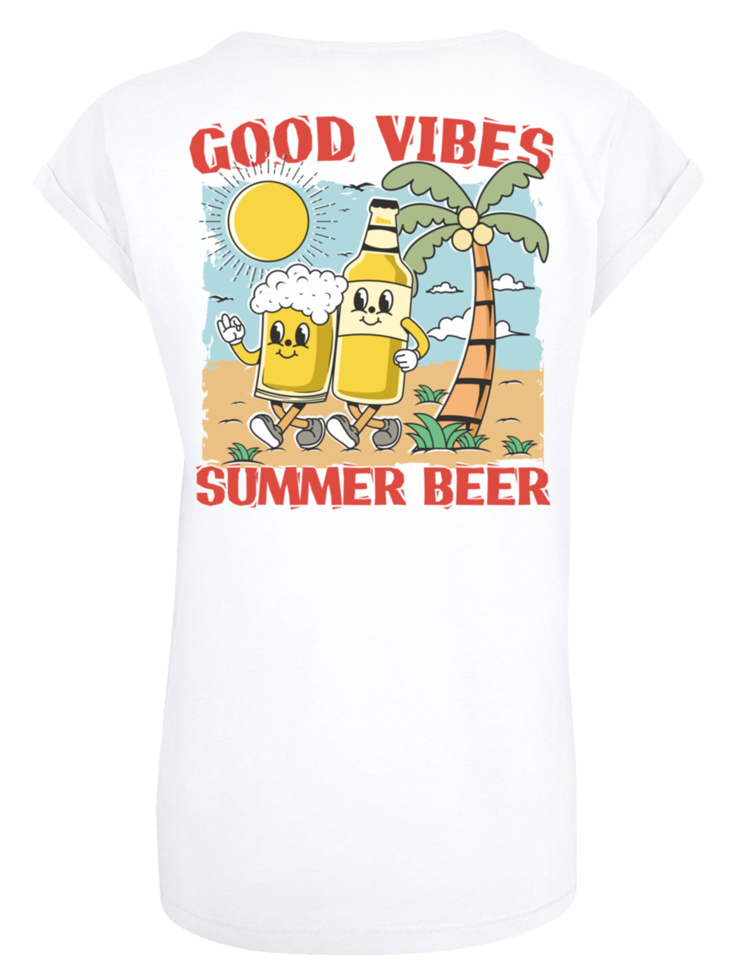 F4NT4STIC Shirt 'Summer Time Vintage Beer Cartoon' in Wit