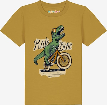 watabout.kids Shirt 'T-Rex Fahrrad' in Geel: voorkant