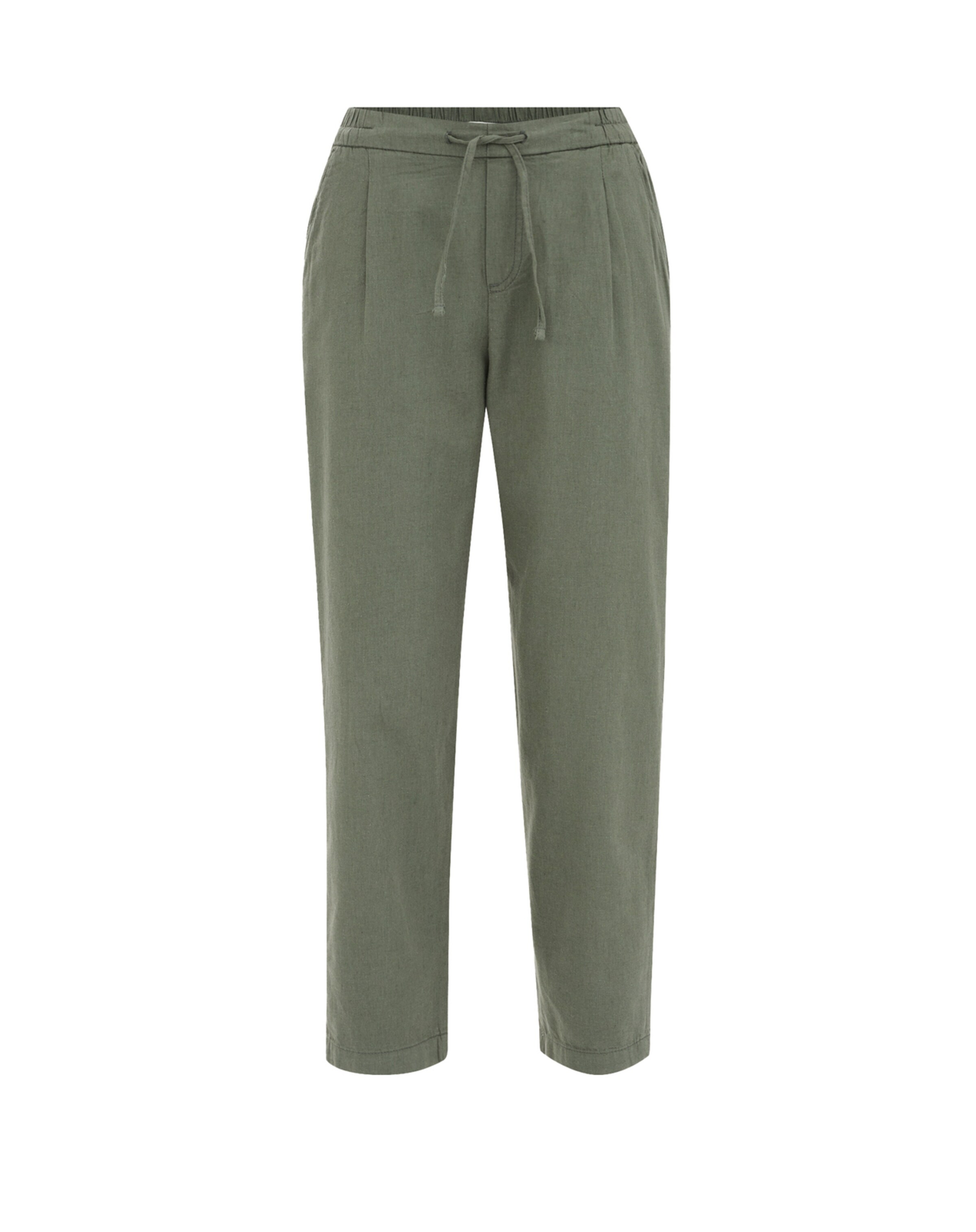 WE Fashion Regularen Hlače z naborki | zelena barva: sprednja stran