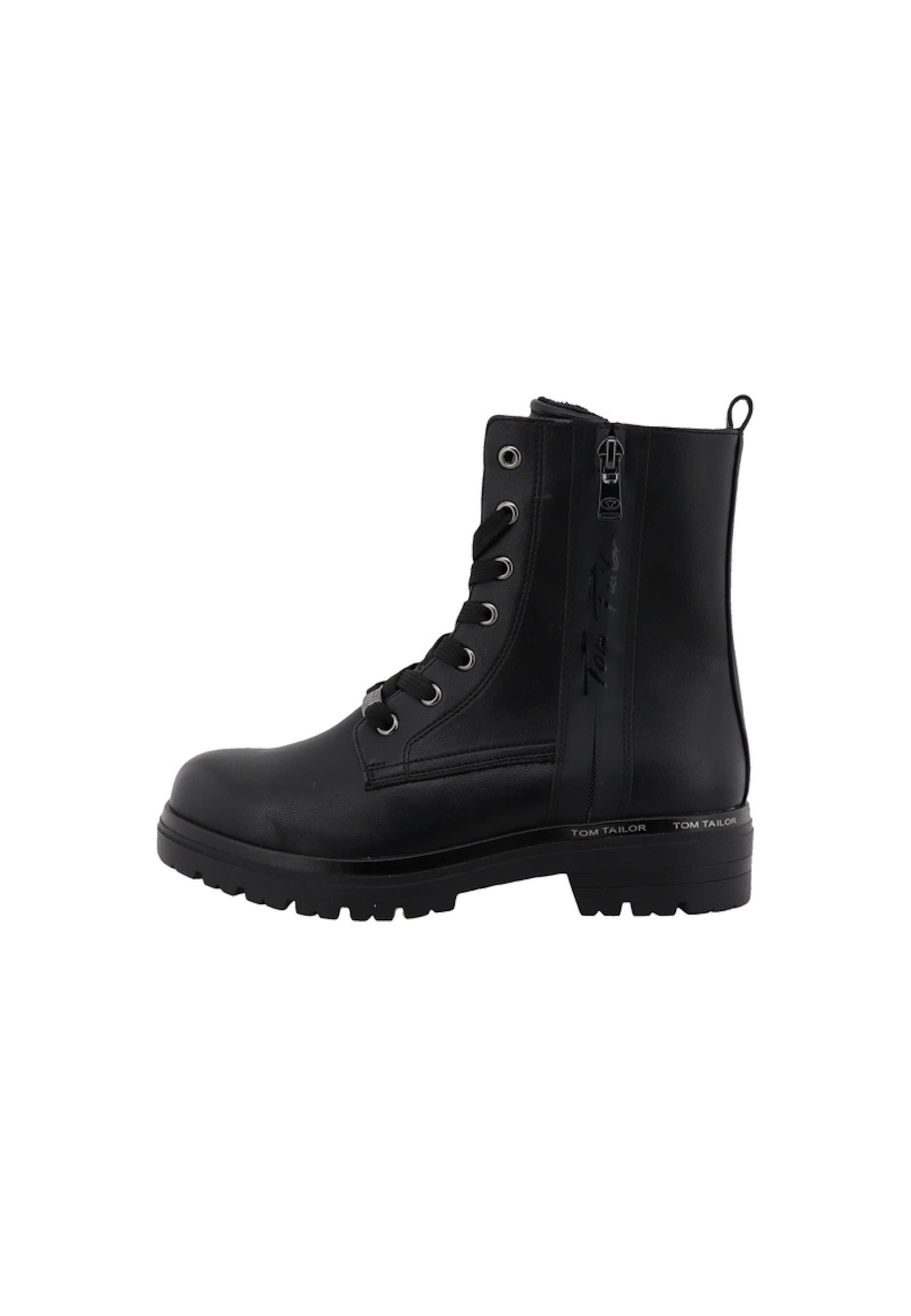 TOM TAILOR Schnürstiefelette in Schwarz: Vorderseite