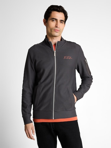 TOM TAILOR Zip-Up Hoodie in Grey: front