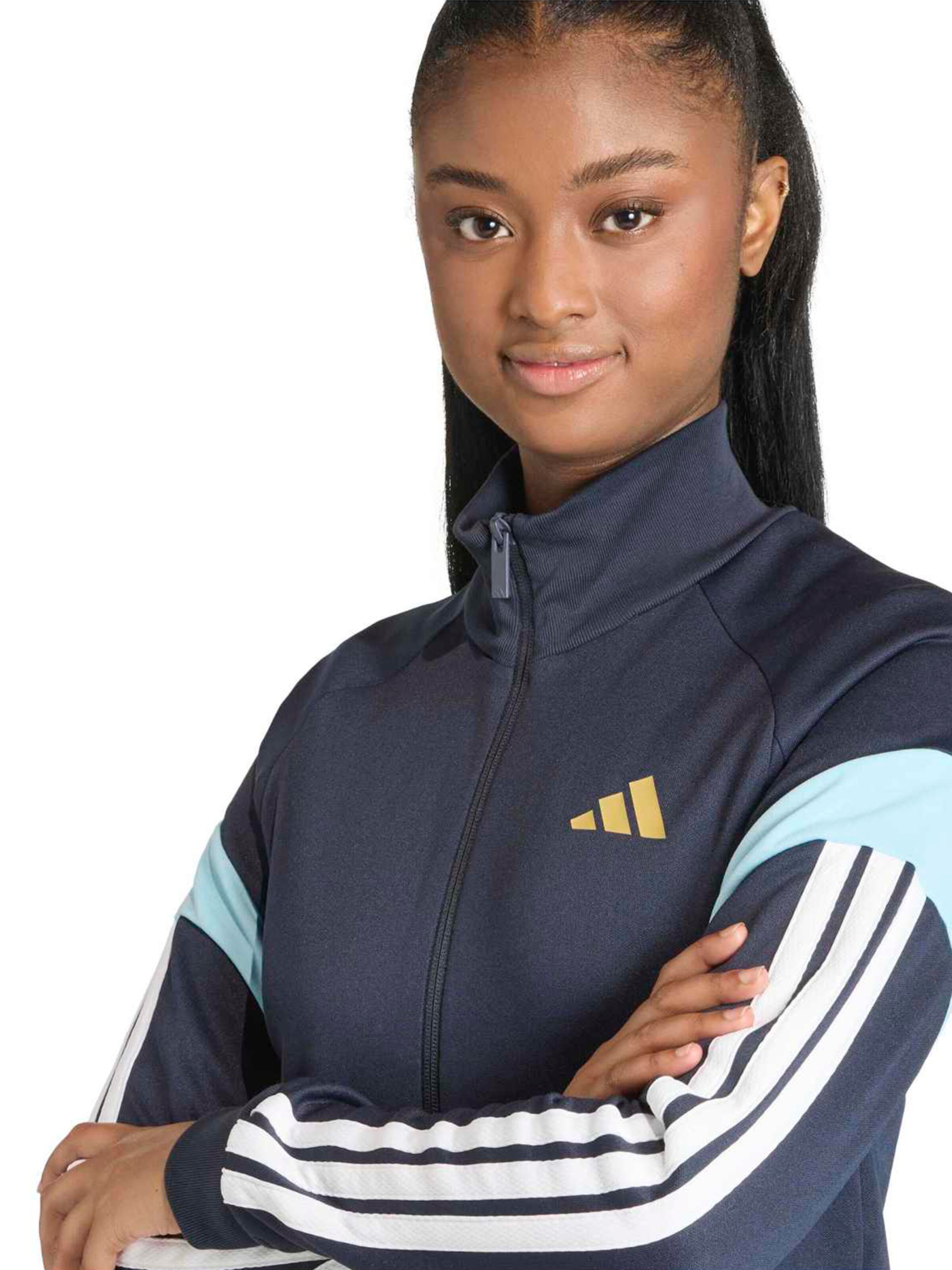 Bluză cu fermoar sport 'House Of Tiro' de la ADIDAS SPORTSWEAR pe albastru