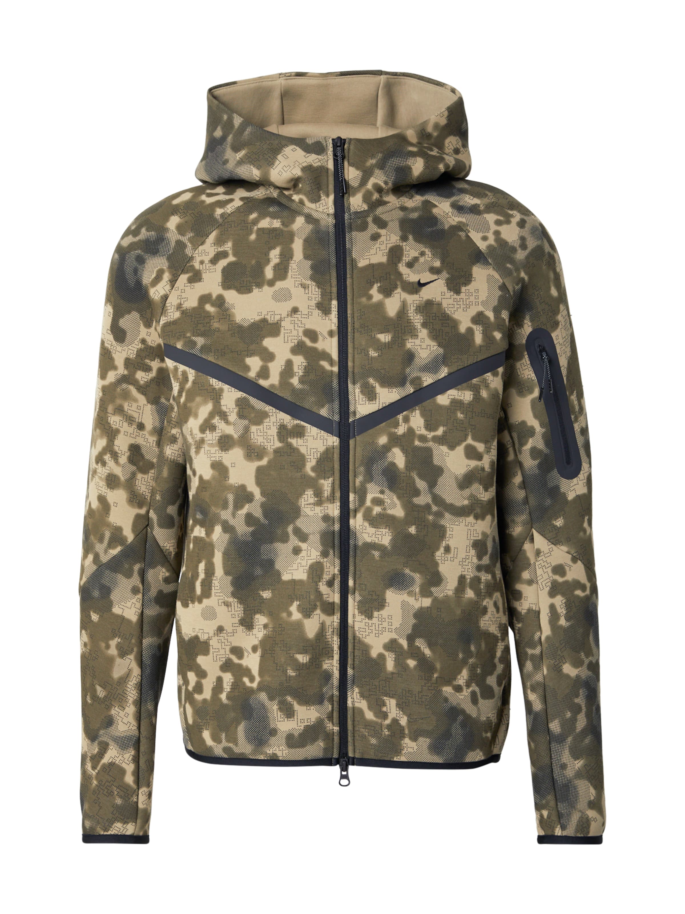 Nike Sportswear Casaco em moletão 'TECH FLC' em bege / oliveira / preto, Vista do artigo