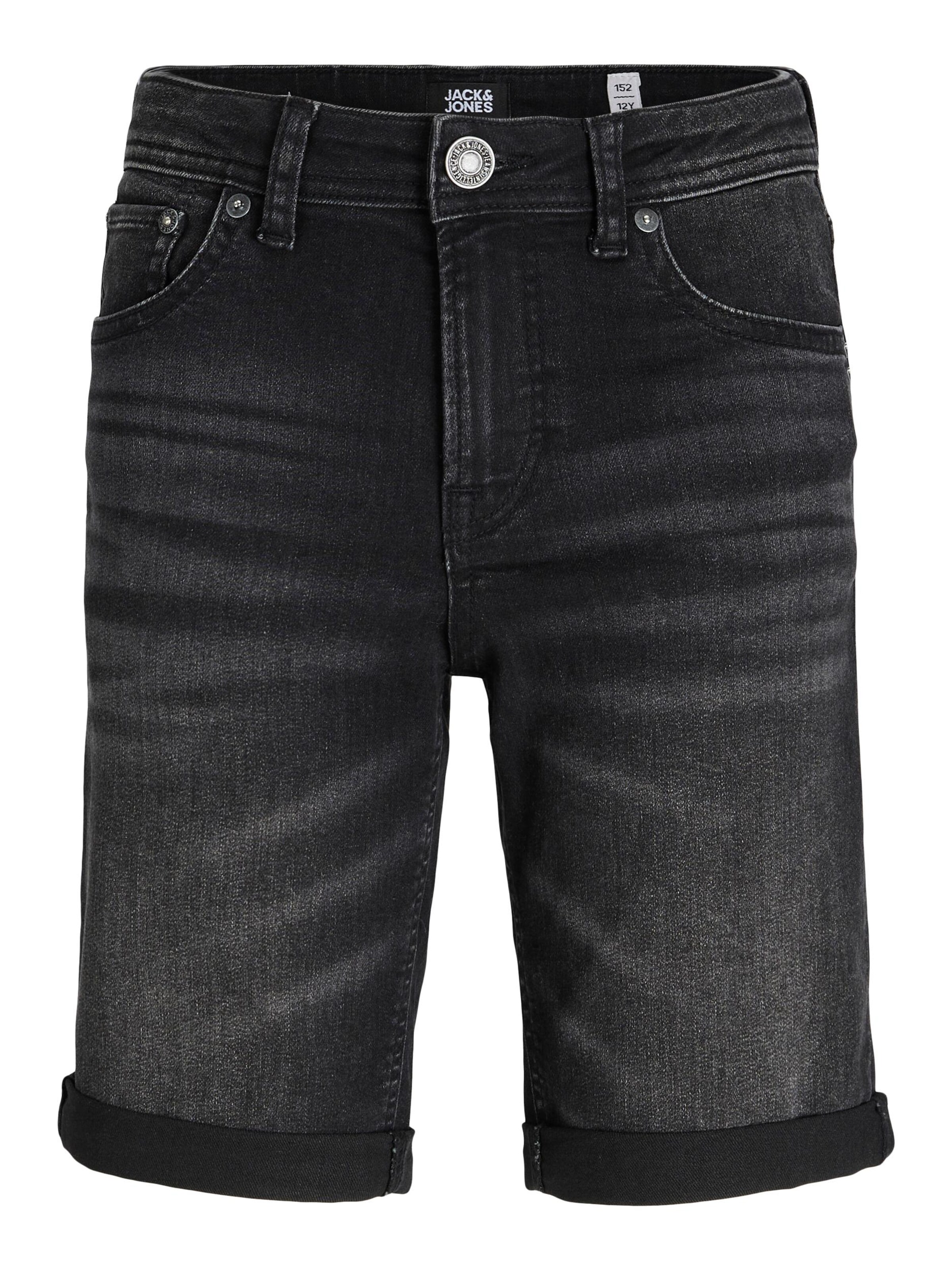 Coupe slim Jean 'JJIRick JJOriginal' Jack & Jones Junior en noir : devant