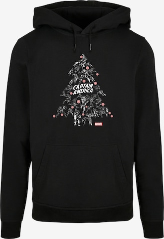 ABSOLUTE CULT Sweatshirt 'Captain America - Christmas Tree' in Black: front