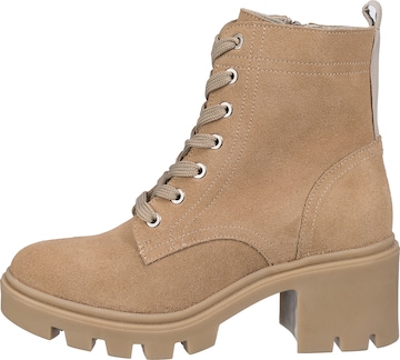 JOLANA & FENENA Lace-Up Ankle Boots in Beige: front