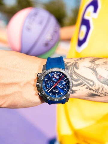 Lotus Analoog horloge in Blauw: voorkant