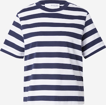 T-shirt 'ESSENTIAL' SELECTED FEMME en bleu : devant