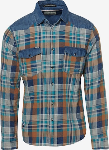 KOROSHI Regular fit Button Up Shirt in Blue: front