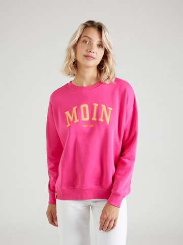 Sweat-shirt 'Moin' Derbe en rose : devant