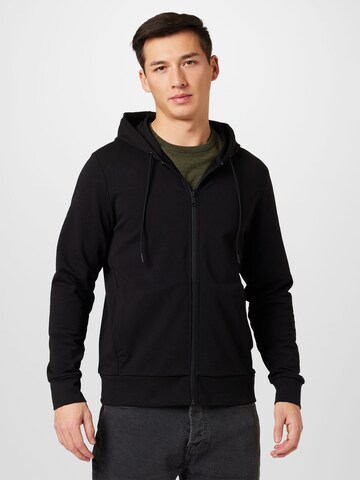 Hackett London - Sudadera con cremallera en negro: frente