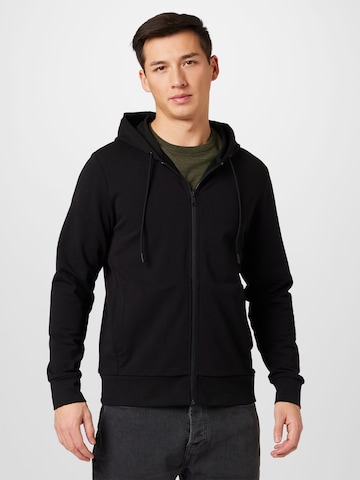 Hackett London Zip-Up Hoodie in Black: front