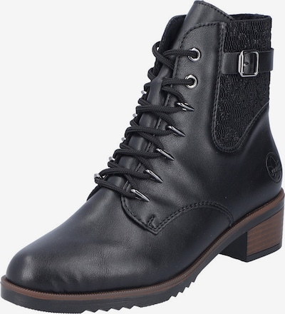 Ghete cu șireturi Rieker pe negru, Vizualizare produs