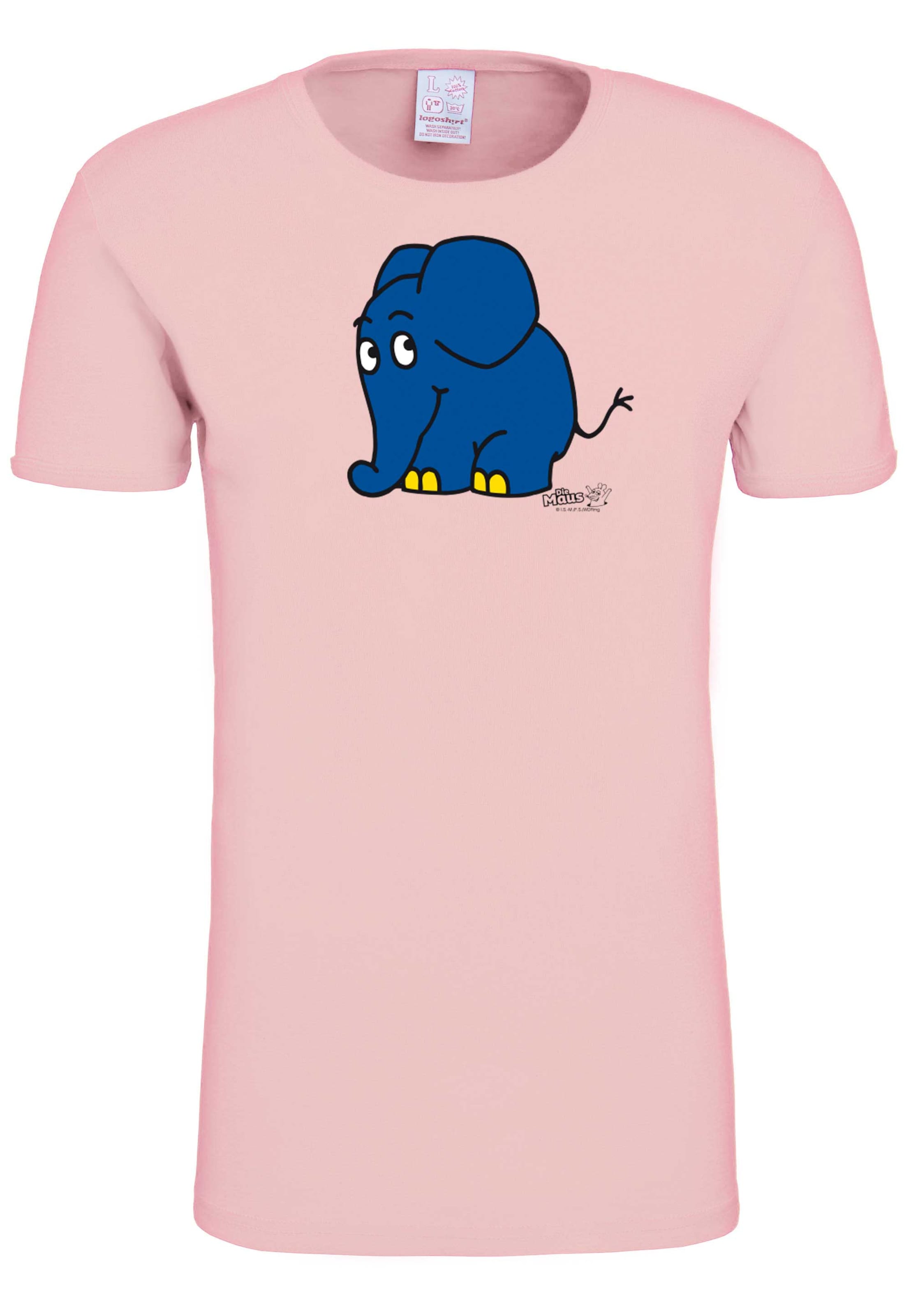 LOGOSHIRT Shirt 'Die Sendung mit der Maus - Elefant' in Roze: voorkant