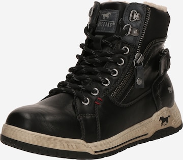 MUSTANG Lace-Up Ankle Boots in Black: front