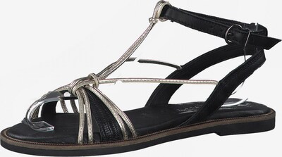 TAMARIS Strap Sandals 'Flat' in Gold / Black, Item view