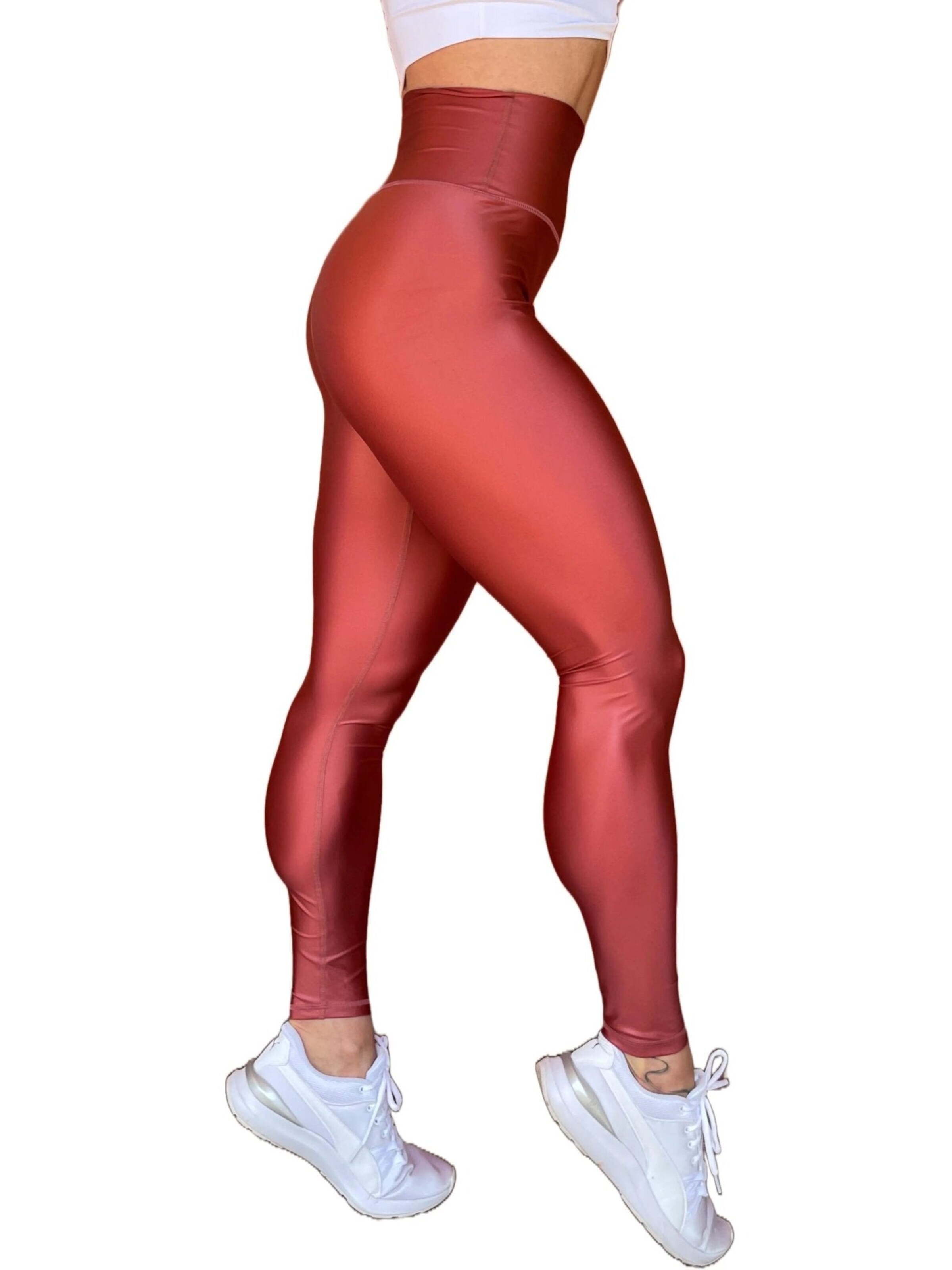LUXFEEL Skinny Leggings 'High-Waist Pearl Shine Leggings' in Brown: front