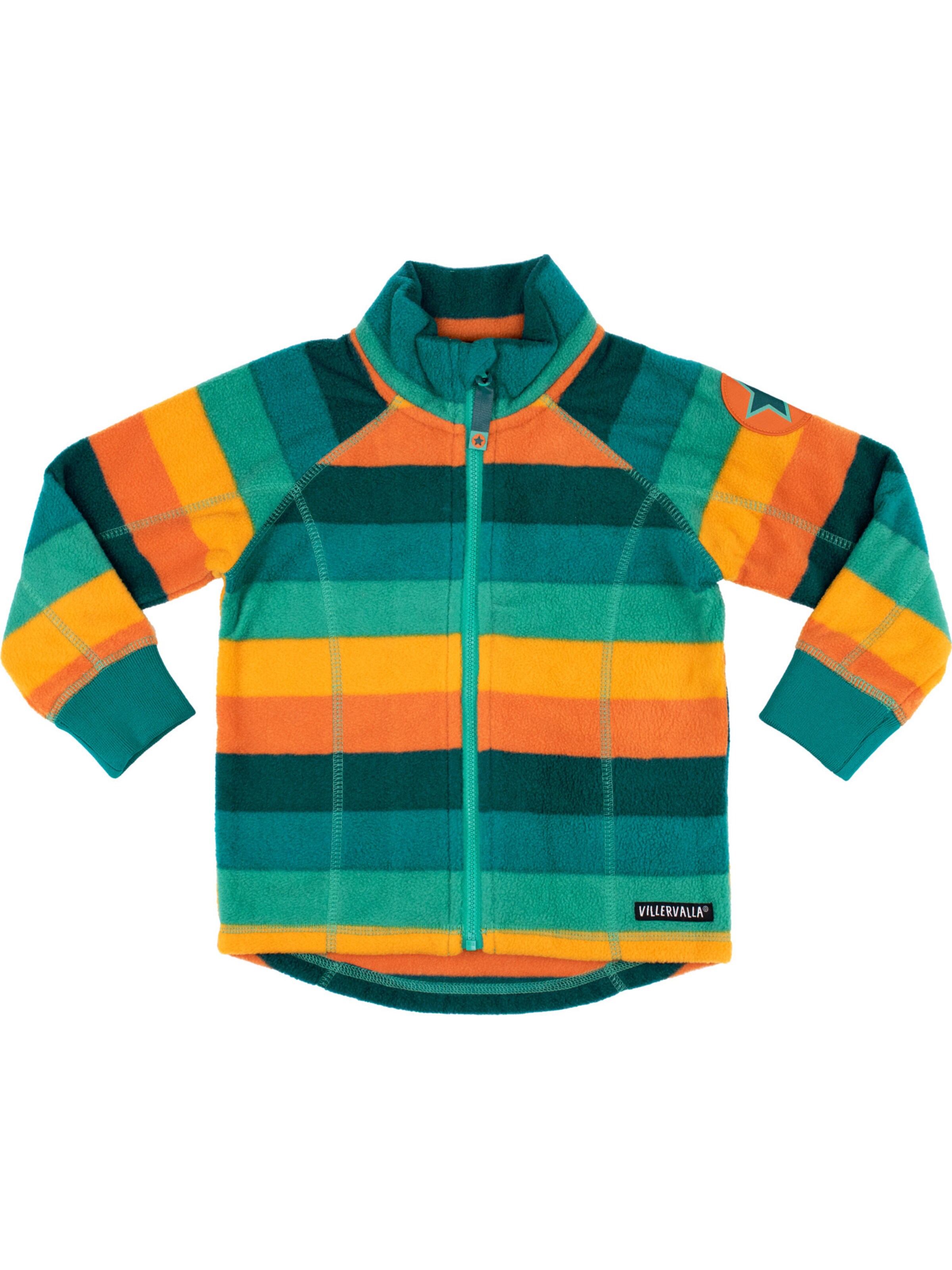 Villervalla Funktionsfleecejacke 'Sterne' in Grün: Vorderseite