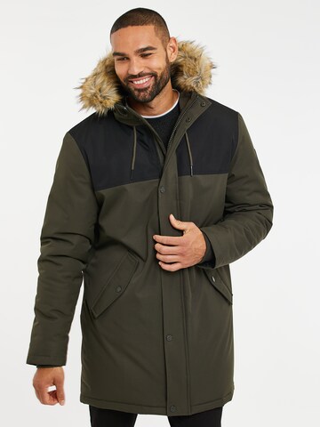 Threadbare Winter Jacket 'Parkston' in Green: front