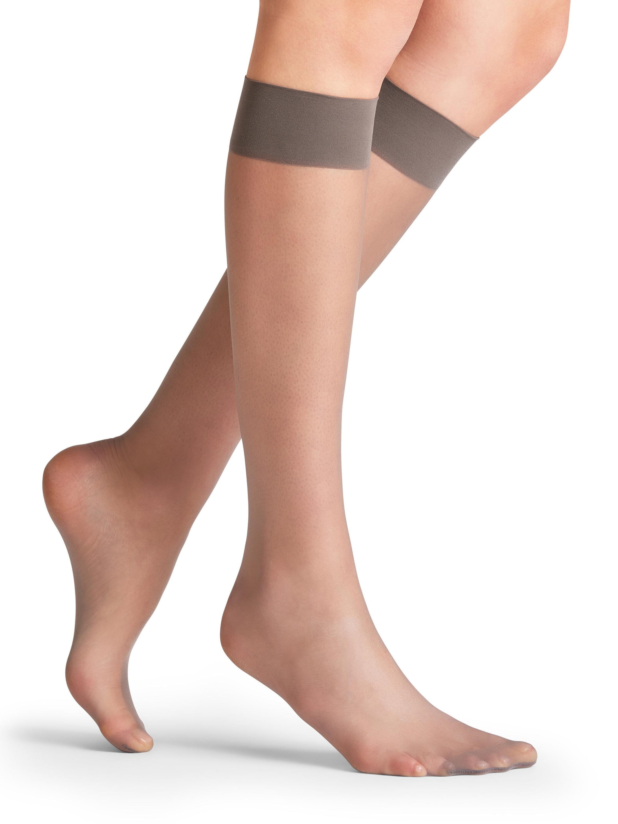 FALKE Knee High Socks 'Seidenglatt' in Grey