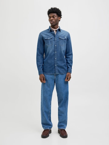 Jacks & Jones Regular Fit Hemd 'Herren Langarm Hemd'‌ in Blau