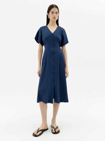 Thinking MU Shirt Dress 'Hemp Laura' in Blue: front