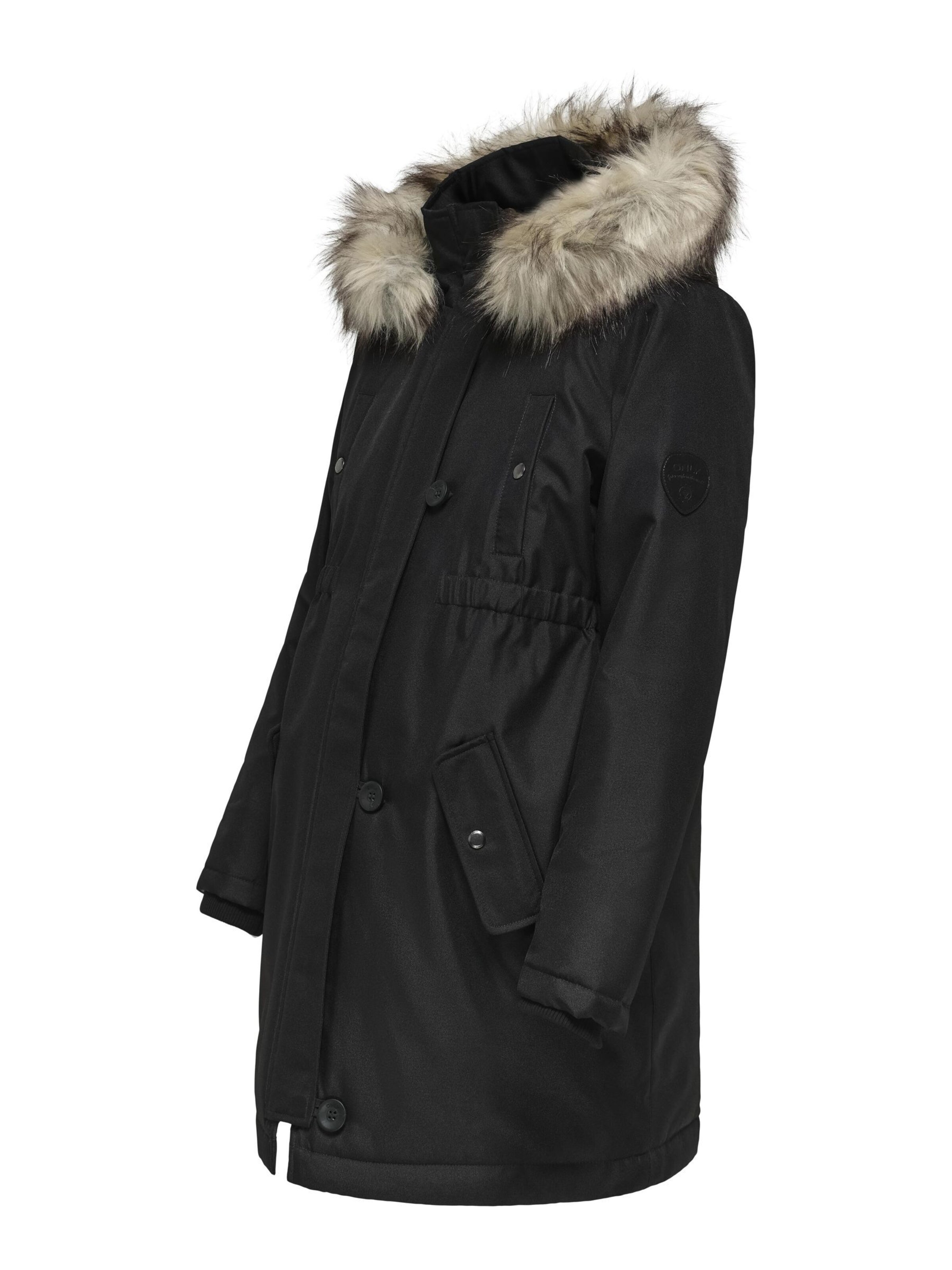 Only Maternity Winter Parka 'OLMIris' in Black: front