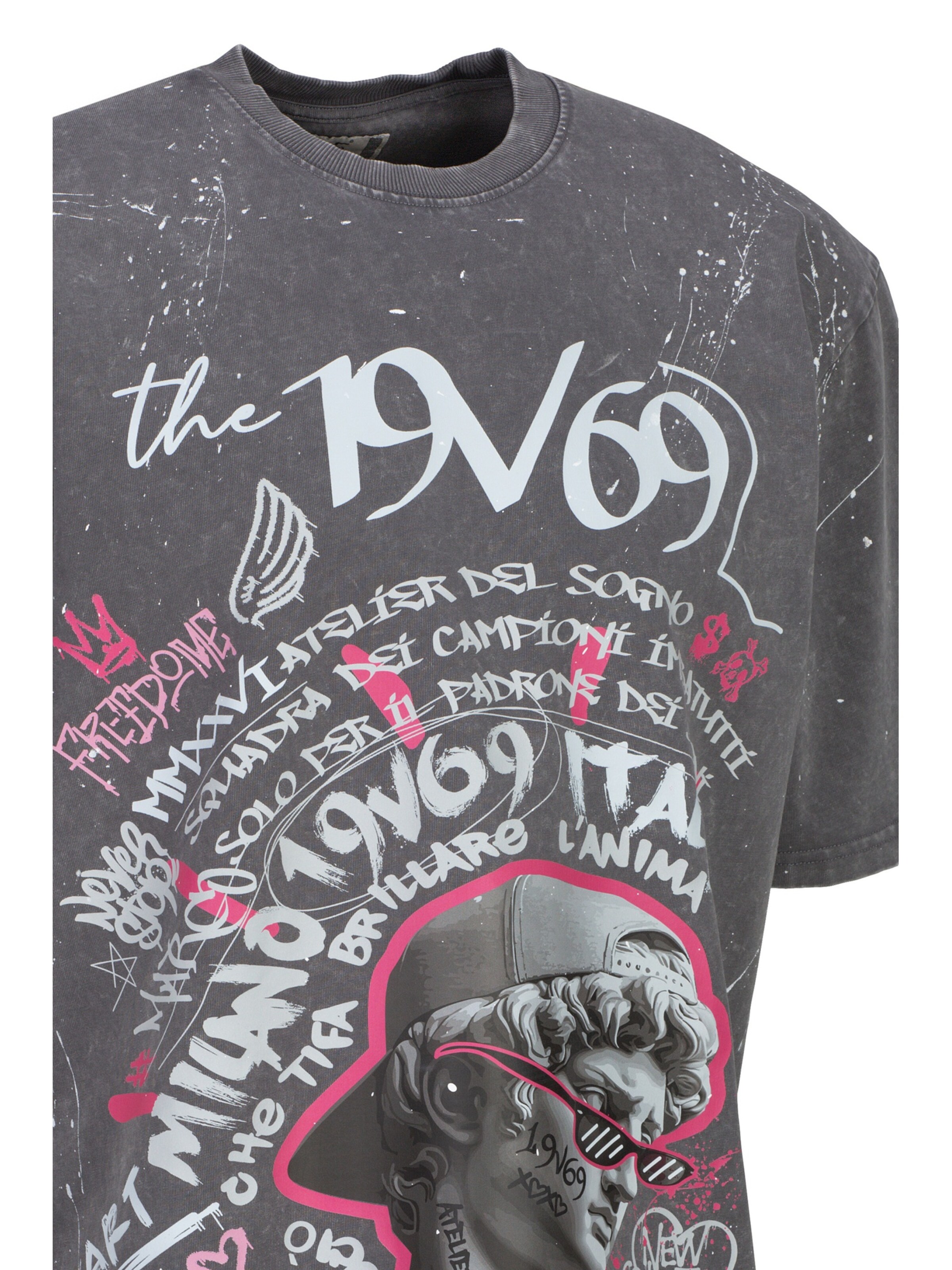 19V69 ITALIA Shirt ' Tamaro Graffiti ' in Grey