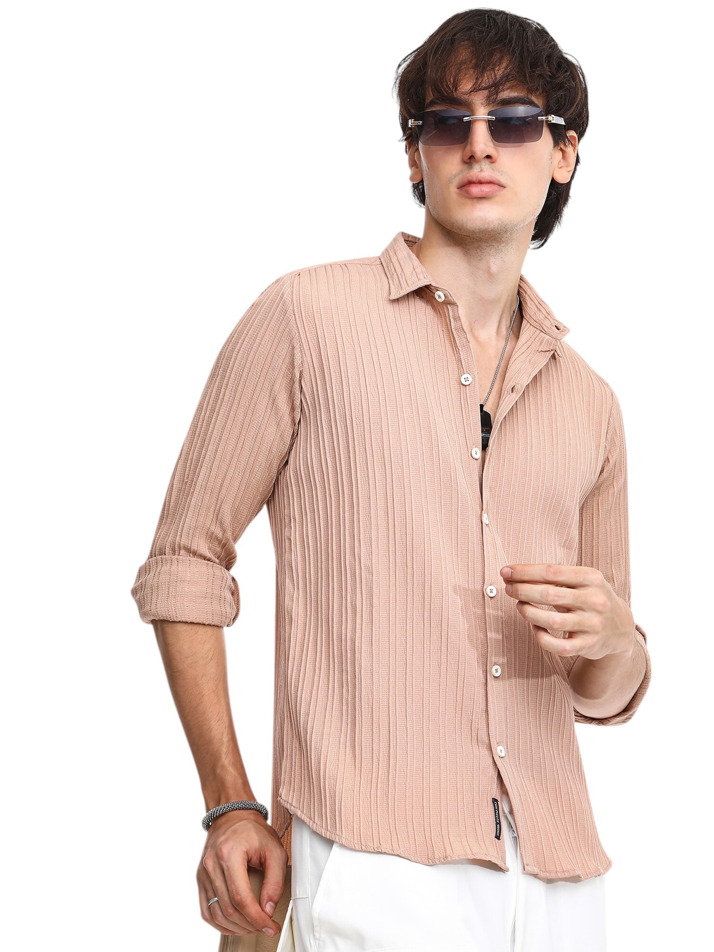 Campus Sutra Regular fit Button Up Shirt 'Tillie' in Beige
