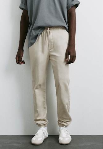 Pull&Bear Tapered Nadrág - bézs: elől