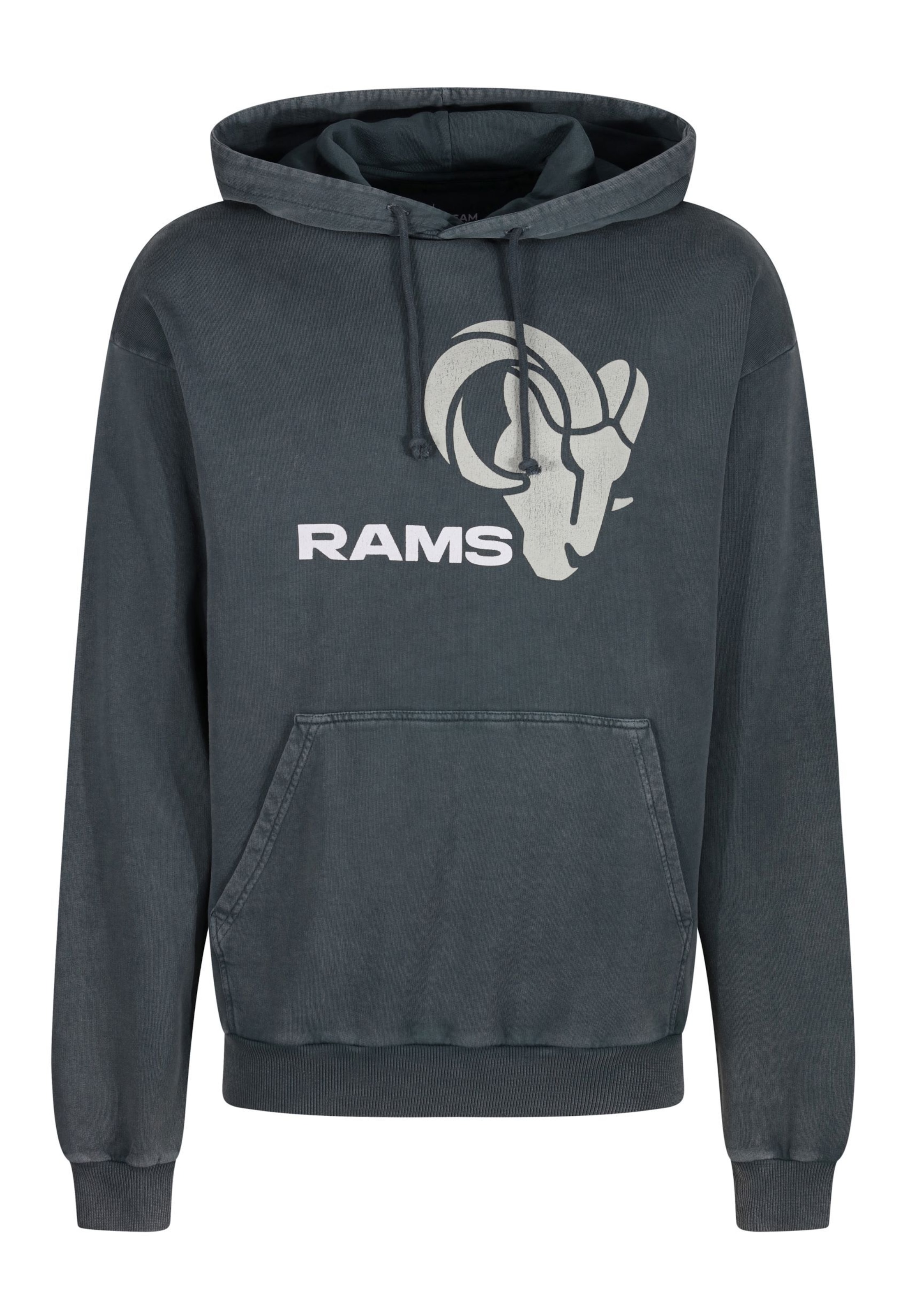 Recovered Kapuzenpullover 'NFL RAMS MONOCHROME' in Grau: Vorderseite