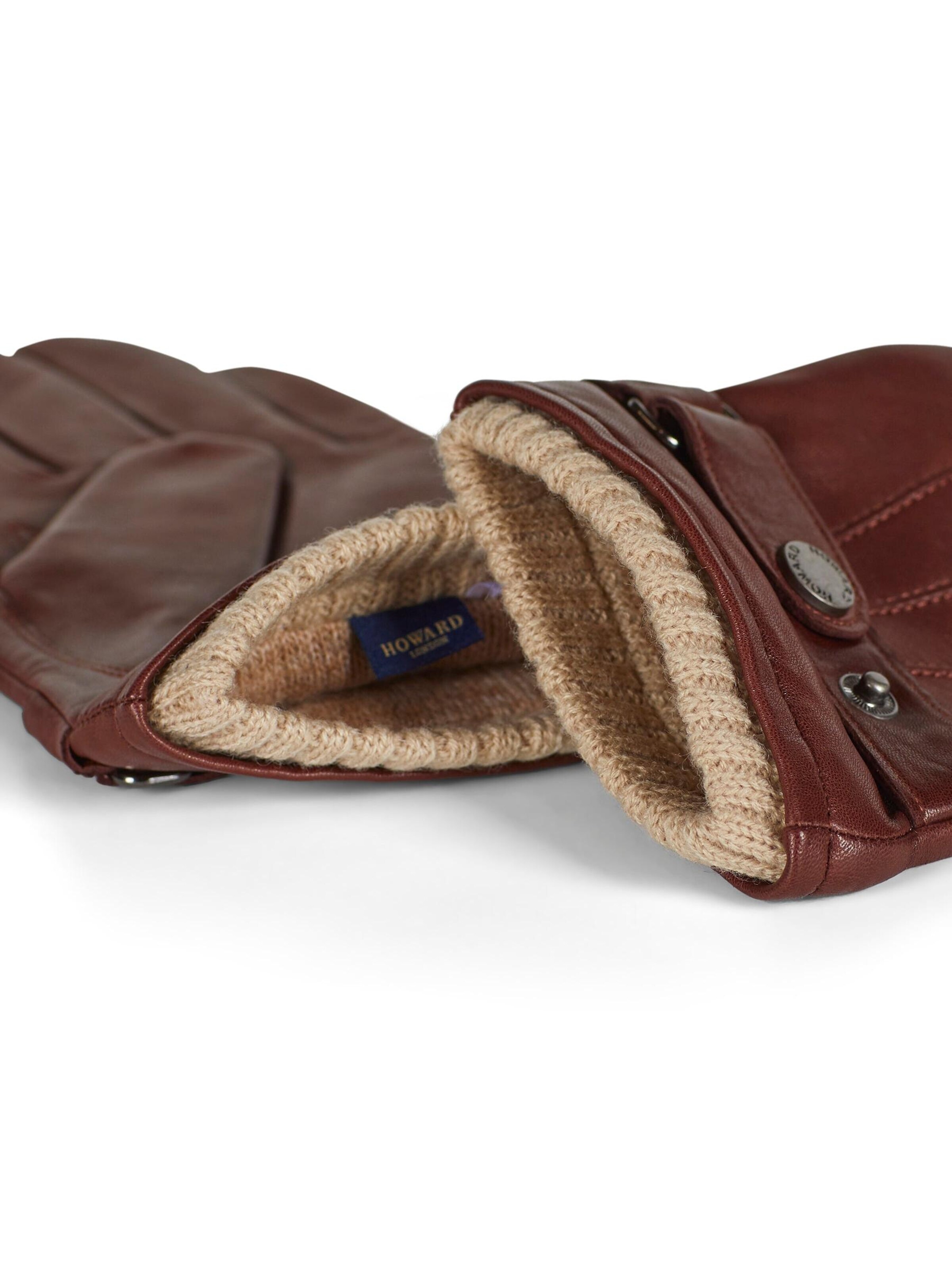 Howard London - Guantes con dedos 'Leather Gloves Smith Brown' en marrón