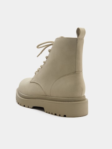 Pull&Bear Lace-Up Boots in Beige